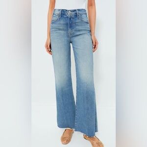 MOTHER Superior The Hustler Roller Fray in I Confess Blue Jeans Wide Leg Size 26